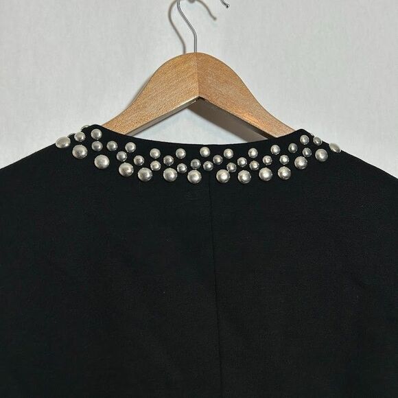 NWT Trina Turk Studded Blazer Jacket 8 Black Lapel Hook Eye Closure MSRP $398 - Picture 5 of 8
